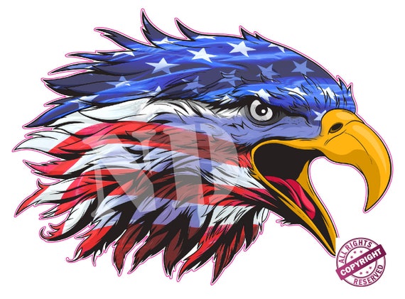 Screaming American Flag Eagle Head Decal sticker
