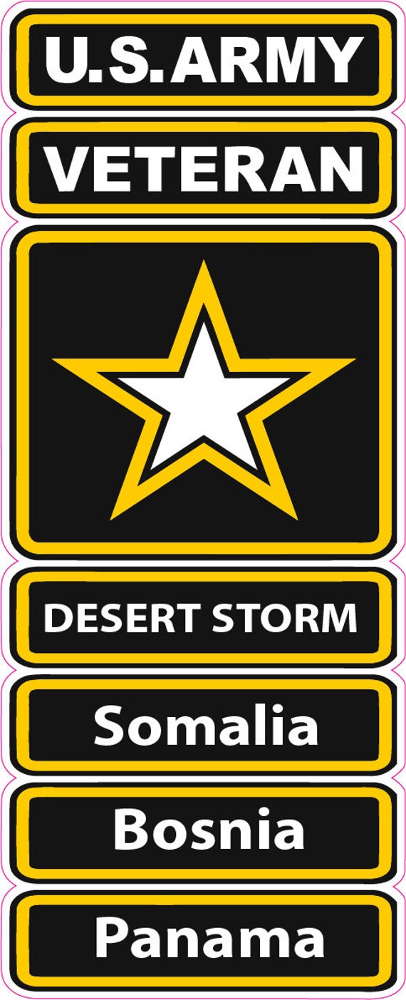 U.S. Army Veterans Somalia, Desert Storm, Bosnia, Panama Decal