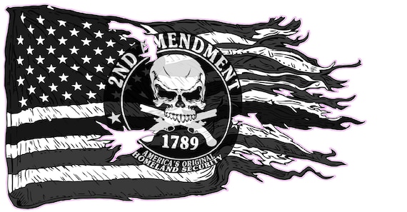 American ripped flag 2nd Amendment Decal