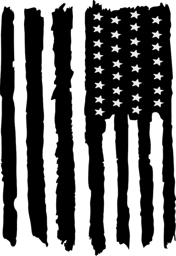 Matte Black Worn American Flag  Decal sticker