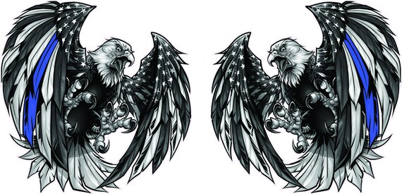 Thin Blue Line Law Enforcement American Flag Eagle pairs decal