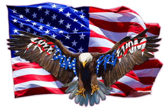 Soaring Bald Eagle American Flag Freedom Decal Sticker 