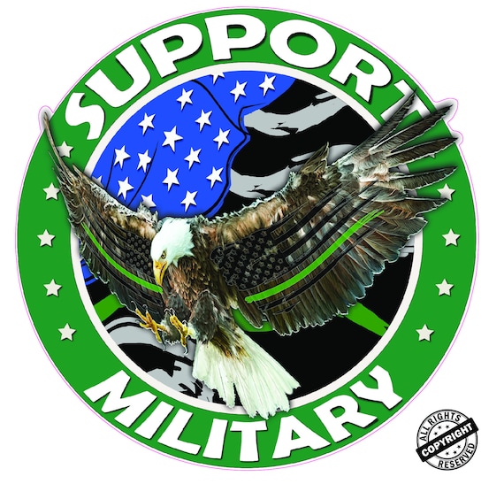 Support Thin Green line Military American Flag Eagle decal sticker