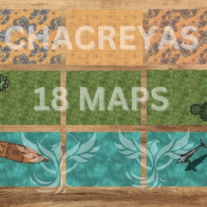 18 Battle Mats - Variety Pack/Ocean, Sand, Grass & Forest, Have Grid und No Grid 2K Print A4 Größe 20x11 inch DND Fantasy Maps RPG Pathfinder