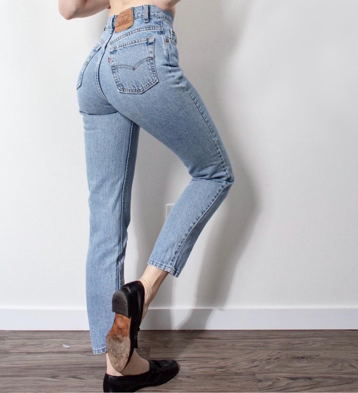 Vintage 90s 901 Levis Jeans extra high waist light wash Levi Levi’s, foto 4 di 5