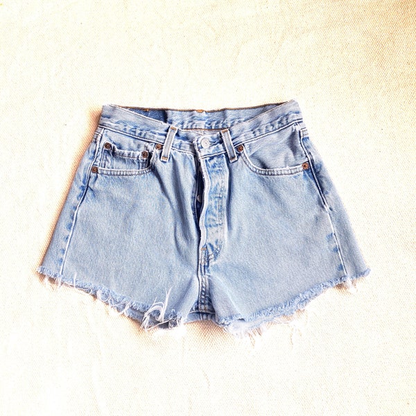 Vintage Levis 501 27 Waist JEANS denim cut off shorts high waist