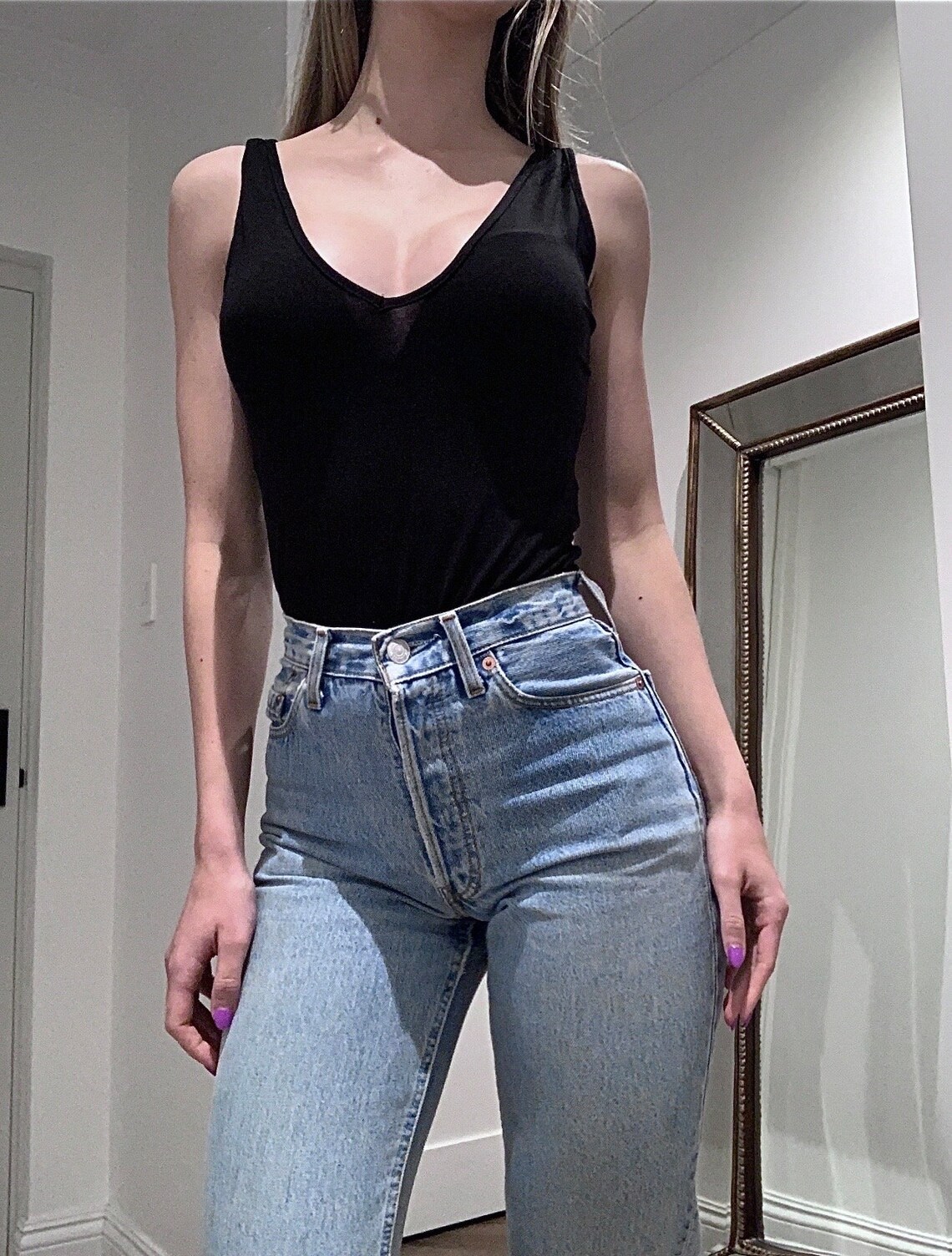 Vintage 90s 901 Levis Jeans extra high waist light wash Levi Levi’s, foto 3 di 5