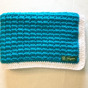 Blue Green Waffle Texture Baby Blanket