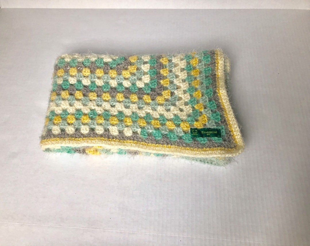 Fuzzy Green Yellow and Grey Baby Blanket Etsy