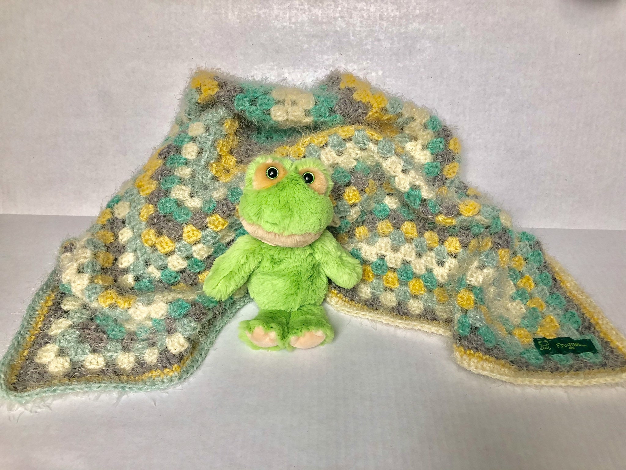 Fuzzy Green Yellow and Grey Baby Blanket Etsy