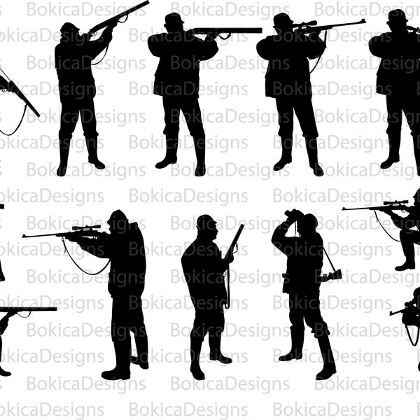 hunters silhouettes clipart, hunters SVG, hunters png, hunters PDF, Printable art, hunters high res jpg's