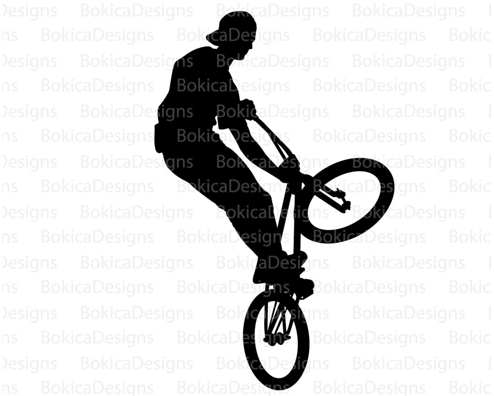 BMX Stunt Bicyclists Silhouettes Svg,eps,dxf,pdf Vector Artwork(06)