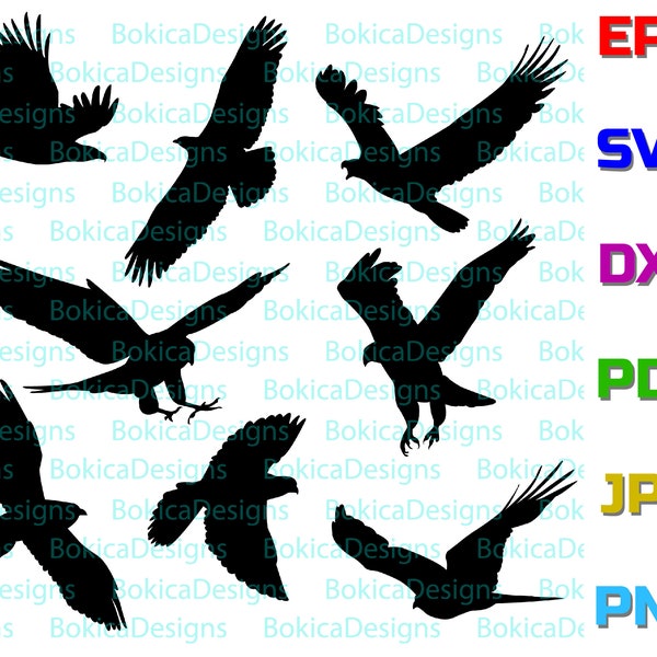 birds of prey silhouettes, birds of prey SVG, DXF, EPS, Pdf, Jpg, Png