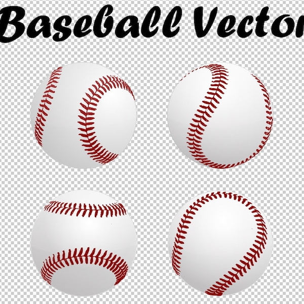 Baseball balls - realistic vector EPS file, PDF file High resolution Jpg and PNG (300dpi)