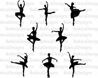 Ballerina silhouettes, Ballerina clipart,Ballerina EPS, Balerinas SVG, Ballerina png, Ballerina PDF, Printable art, high res Jpg and Png