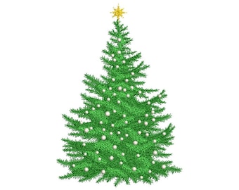 Christmas Tree with Snowflakes Machine Embroidery Design, 6 sizes, Instant Download