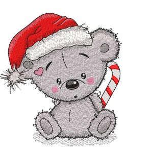 Christmas Bear Embroidery Design, 3 sizes, Instant Download
