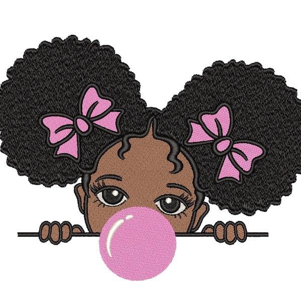 Black Girl Embroidery Design, 4 sizes, Instant download