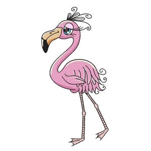 Desenho de bordado Flamingo, 4 tamanhos, download instantâneo