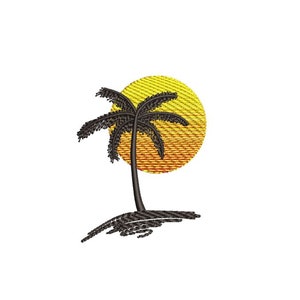 Beach Palm Embroidery Design Summer Vacation Tree File for Towels Bags Shirts Sizes 4x4 5x7 6x10 Instant Download Tropical Decor