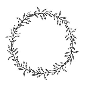Floral Frame Wreath Embroidery Design, 6 sizes, Instant Download