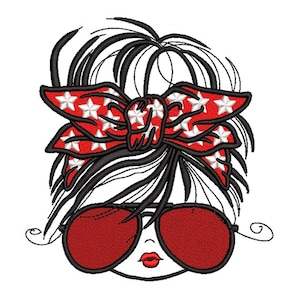 Girl with Glasses Embroidery Design, 4 sizes, Instant download
