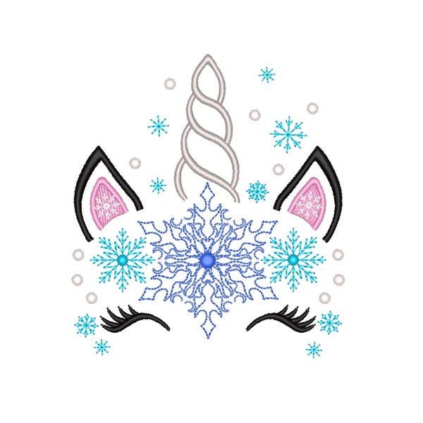 Christmas Winter Unicorn Embroidery Design,  4 sizes, Instant Download