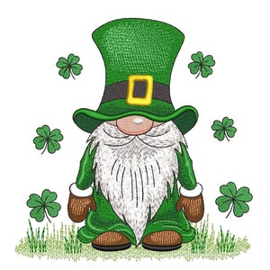 St. Patricks Day Gnome Embroidery Design, 3 sizes, Instant Download