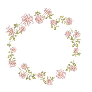 Motif de broderie couronne de fleurs, 5 tailles, téléchargement immédiat