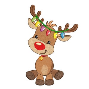 Christmas Reindeer Embroidery Design, 3 sizes, Instant Download