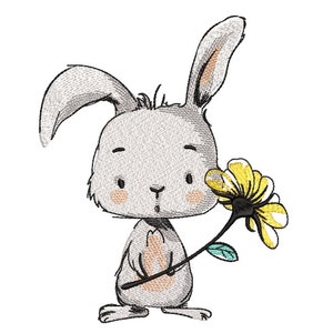 Lindo diseño de bordado de conejito de Pascua, 3 tamaños, descarga instantánea