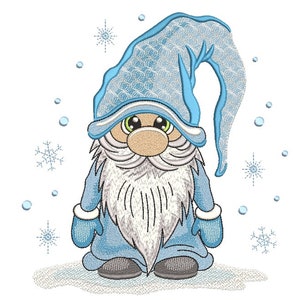 Cute Winter Gnome Embroidery Design, 3 sizes, Instant Download