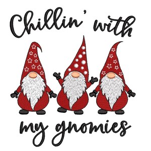 Chillin’ with My Gnomies Stickdatei, Weihnachtswichtel Stickdatei, 6 Größen, Instant Download