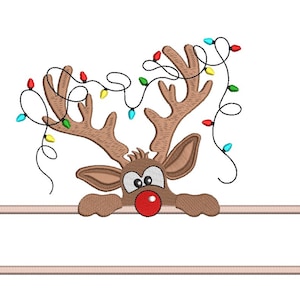 Christmas Reindeer Embroidery Design, Reindeer Monogram Embroidery File, 3 sizes, Instant Download