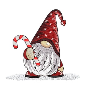 Cute Christmas Gnome Embroidery Design,  3 sizes, Instant Download