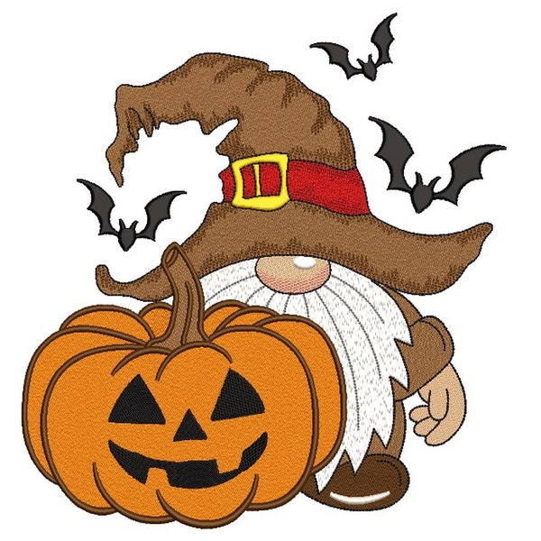 Halloween Gnome Embroidery Design,  4 sizes, Instant Download