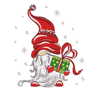 Christmas Gnome Embroidery Design, 4 sizes, Instant Download