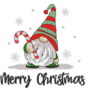 Frohe Weihnachten Wichtel Stickdatei, 4 Größen, Instant Download