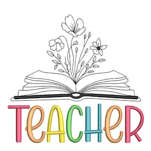 Teacher Embroidery Design, Back to School Embroidery, Teacher Gift Embroidery Design, 4 sizes, Instant download