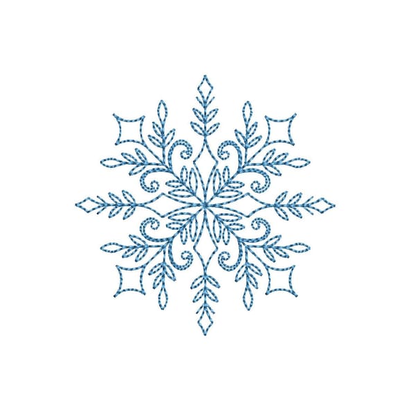 Snowflake Embroidery Design, 5 sizes, Instant Download