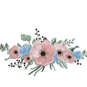 Flower machine embroidery design, 3 sizes, Instant download