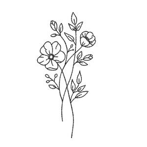 Flower Machine Embroidery Design, 4 sizes, Instant Download