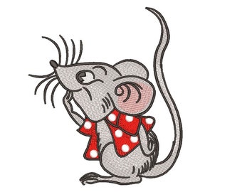 Mouse embroidery design, 2 sizes, Instant download