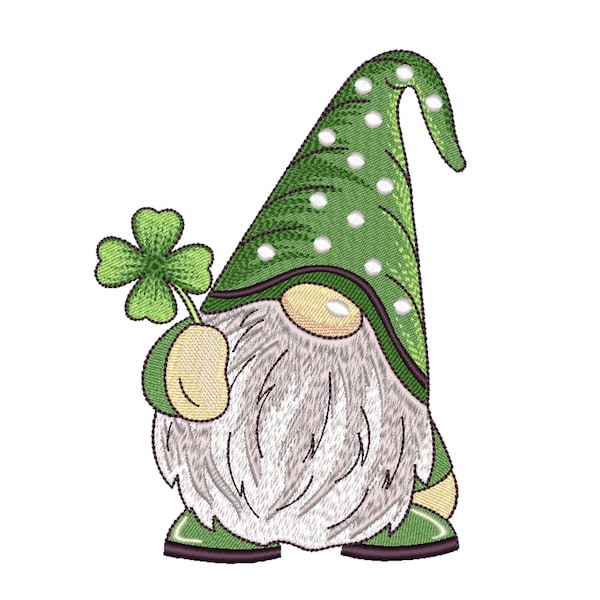 St. Patricks Day Gnome Embroidery Design, 5 tailles, Téléchargement instantané