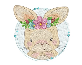 Cute Little Bunny Embroidery Design, 5 sizes, Instant Download