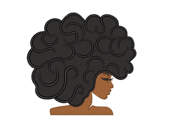 Hermoso diseño de bordado de mujer afroamericana, 4 tamaños, descarga instantánea