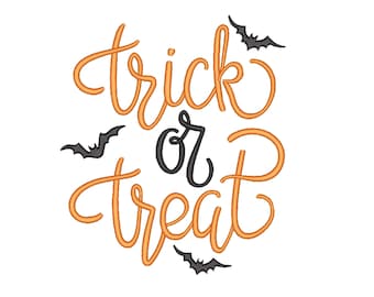 Halloween embroidery design, Trick or Treat Embroidery File, 5 sizes, Instant Download