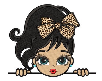 Girl with a Bow Applique Embroidery Design, Princess Embroidery File, 4 sizes, Instant download