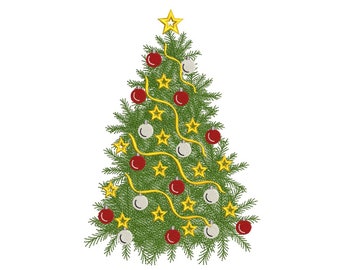 Christmas tree embroidery design, 4 sizes, Instant download