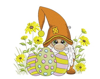 Easter Gnome Embroidery Design, 4 sizes, Instant Download